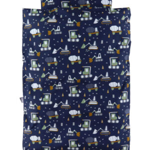Nørgaard Madsens Sengetøj - Junior - Navy m. Arbejdsmaskiner
