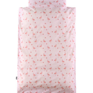 Nørgaard Madsens Sengetøj - Junior - Rosa m. Flamingo/Blomster