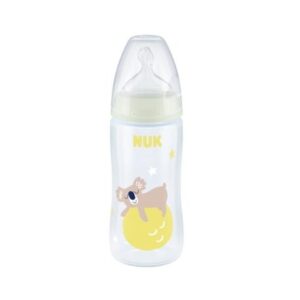 Nuk First Choice Night, Sutteflaske, Transparent/gul, 0-6 Mdr.
