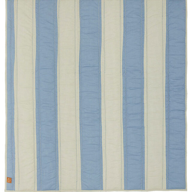 OYOY Tæppe - Striped Quilted - Blue/Clay