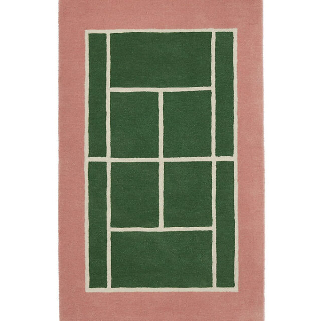 OYOY Tæppe - Tennis Tæppe - 150x88 cm - Grøn/Rose