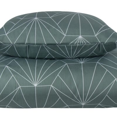 Sengetøj 150x210 cm - Vendbart design i 100% Bomuldssatin - Hexagon støvet grøn - Sengesæt fra By Night