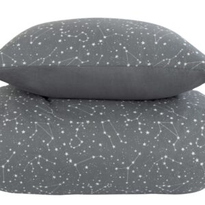 Sengetøj 240x220 cm - Zodiac grey - Stjernebillede - Sengetøj til dobbeltdyne i 100% Bomuld - Borg Living