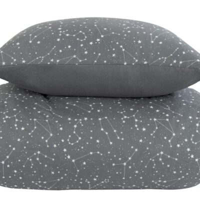 Sengetøj 240x220 cm - Zodiac grey - Stjernebillede - Sengetøj til dobbeltdyne i 100% Bomuld - Borg Living