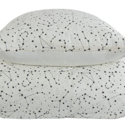 Sengetøj 240x220 cm - Zodiac white - Stjernebillede - Sengetøj til dobbeltdyne i 100% Bomuld - Borg Living