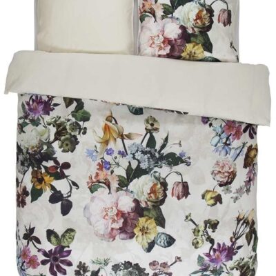 Sengetøj dobbeltdyne 200x200 cm - Fleur Ecru - Vendbar sengesæt - 100% bomuldssatin - Essenza sengetøj