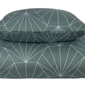 Sengetøj king size - 240x220 cm - Vendbart design i 100% Bomuldssatin - Hexagon støvet grøn - Sengesæt fra By Night