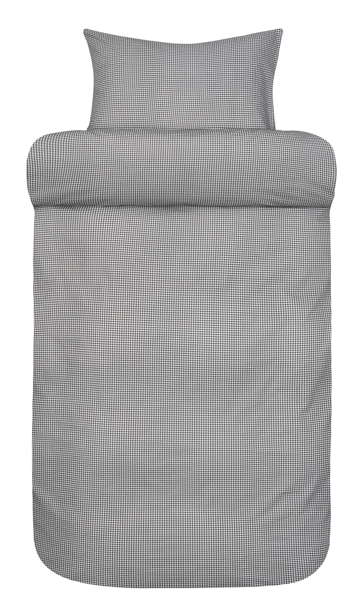 Sengetøj til dobbeltdyne - 100% ekstra fin bomuld 200x220 cm - Sort ternet Frans dobbelt sengesæt Høie of Scandinavia