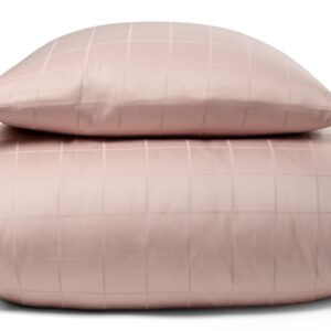 Sengetøj til dobbeltdyne 200x200 cm - Blødt, jacquardvævet bomuldssatin - Check rosa - By Night sengesæt
