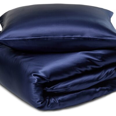 Silke sengetøj 200x220 cm - Navy blåt sengetøj til dobbeltdyne - 100% morbærsilke - By Borg