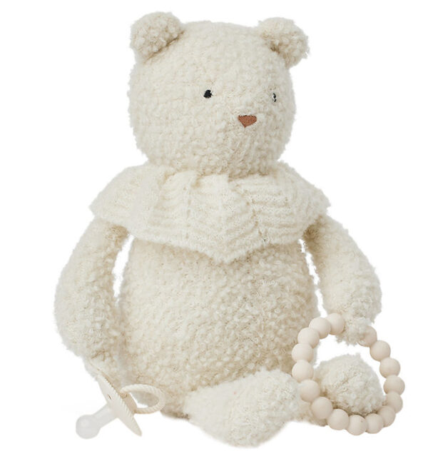 Smallstuff Aktivitets bamse - Uld - 35 cm - Off White
