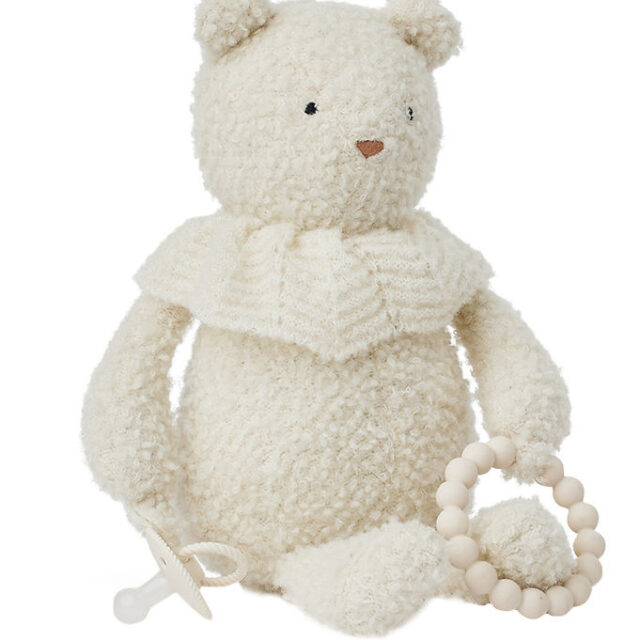 Smallstuff Aktivitets bamse - Uld - 35 cm - Off White