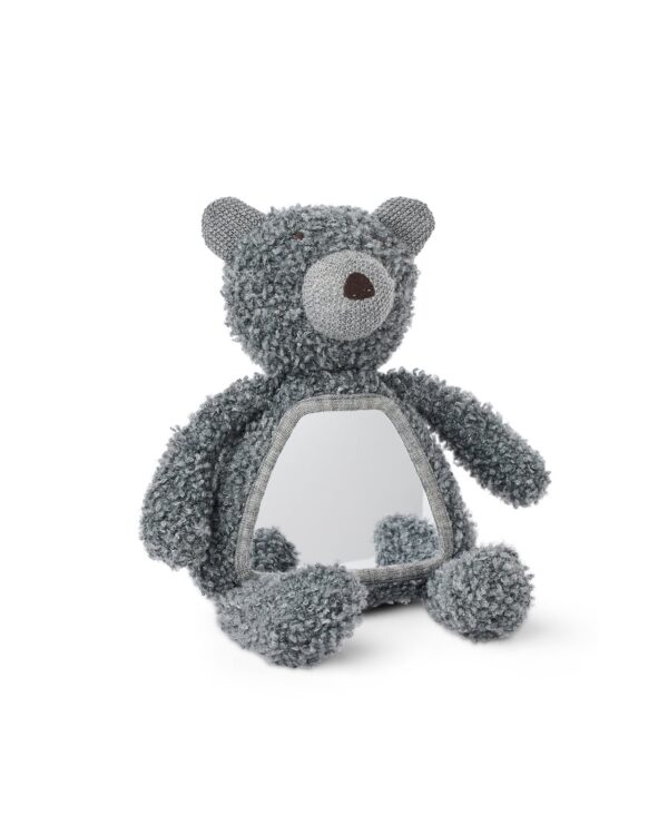 Smallstuff - Aktivitets bamse m. spejl, uld bouclé, grå - (40048-04)