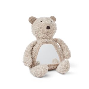 Smallstuff - Aktivitets bamse m. spejl, uld bouclé, natur - (40048-06)