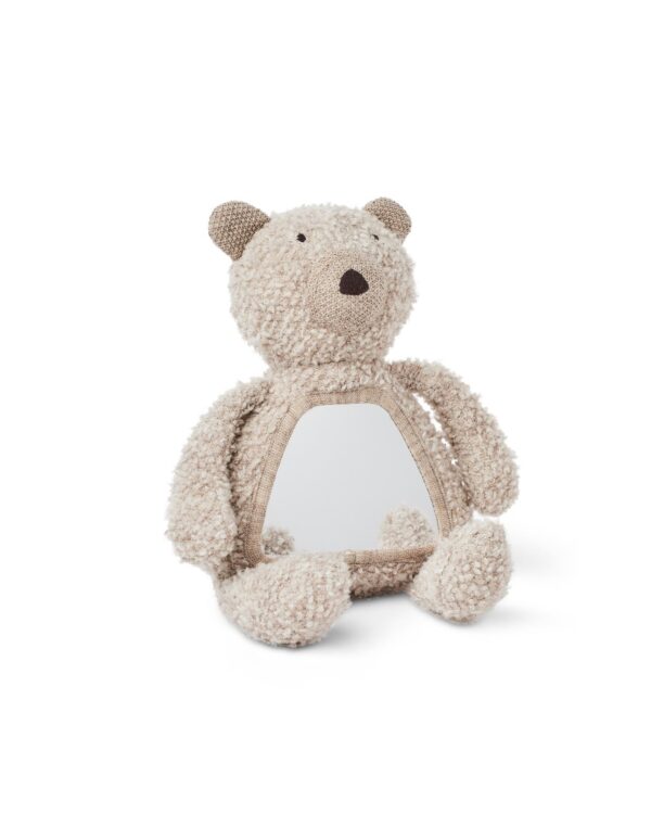 Smallstuff - Aktivitets bamse m. spejl, uld bouclé, natur - (40048-06)