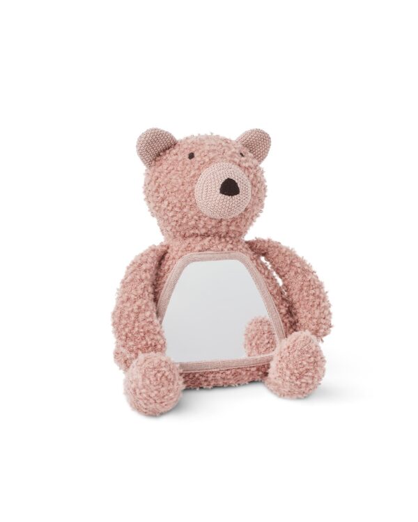 Smallstuff - Aktivitets bamse med spejl, uld bouclé, rosa - (40048-05)