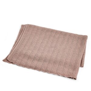 Smallstuff - Babytæppe, fishbone strik, merino uld - Pudder - 80x100 cm