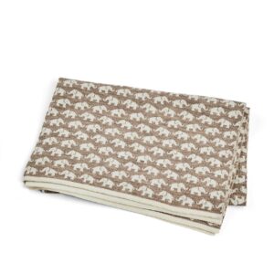 Smallstuff - Babytæppe med elefanter - merino uld Natur - 80x100 cm