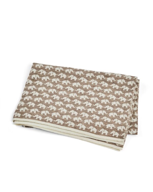 Smallstuff - Babytæppe med elefanter - merino uld Natur - 80x100 cm