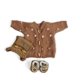 Smallstuff - Dukketøj, strikket poncho/ sko og rygsæk - (40010-47)