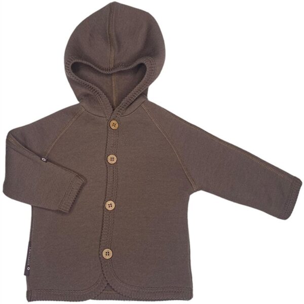 Smallstuff Uld Cardigan med Knapper og Hætte Rose Brown - Str. 56-62