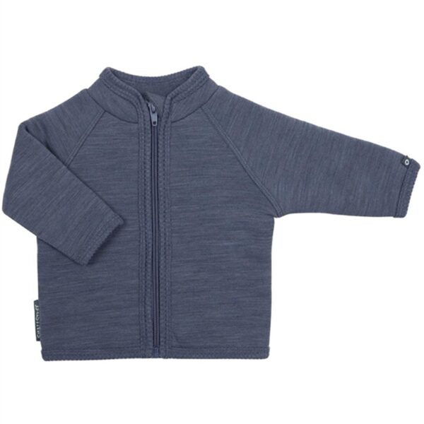 Smallstuff Uld Cardigan med Lynlås Denim Melange - Str. 56-62