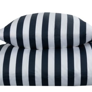 Stribet sengetøj til dobbeltdyne - 200x220 cm - Blødt bomuldssatin - Nordic Stripe - Blåt og hvidt sengesæt