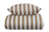 Stribet sengetøj til dobbeltdyne - 200x220 cm - Blødt bomuldssatin - Nordic Stripe - Sand og hvidt sengesæt