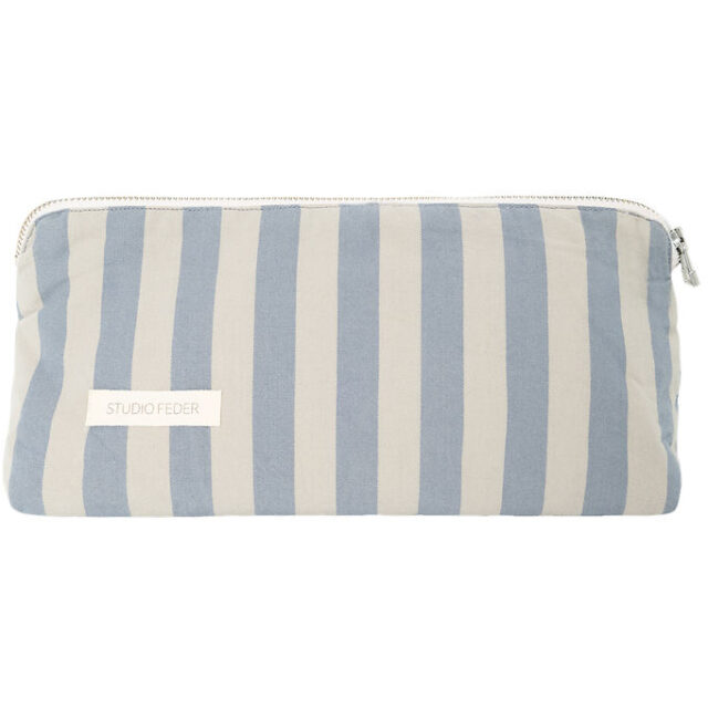 Studio Feder Toilettaske - Celia Mini - Cotton - Pale Blue Strip