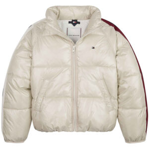 Tommy Hilfiger Dunjakke - Global Stripe Puffer - Classic Beige