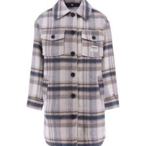 Tommy Hilfiger Jakke - Check Coat - Grey/Petrol Check