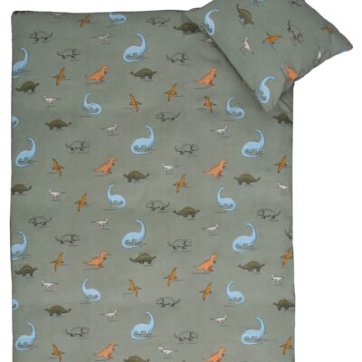Baby sengetøj - 100% Blødt bomuld - 70x100 cm - Sengesæt med dinosaur print til børn