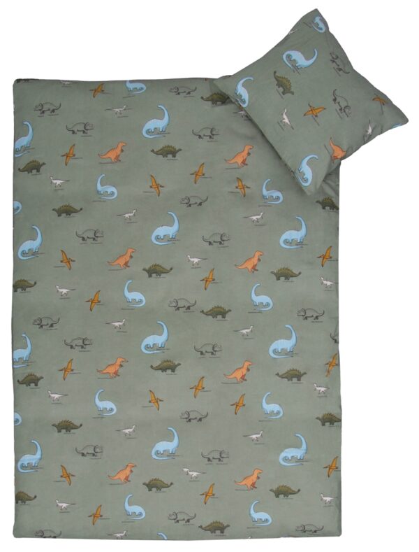 Baby sengetøj - 100% Blødt bomuld - 70x100 cm - Sengesæt med dinosaur print til børn
