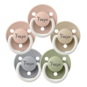 Bibs De Lux Night, One Size (0-36 Mdr.), Rund - Silikone, Sutter Med Navn, 5-pak