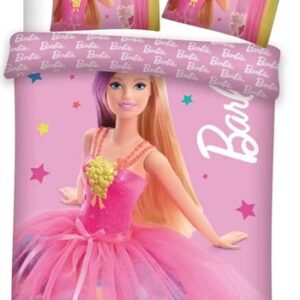 Junior sengetøj 100x140 cm - Barbie og stjerner - 2 i 1 design - 100% bomulds sengesæt