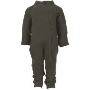 Mikk-Line - Køredragt Wool Baby Suit - Black Olive - 62