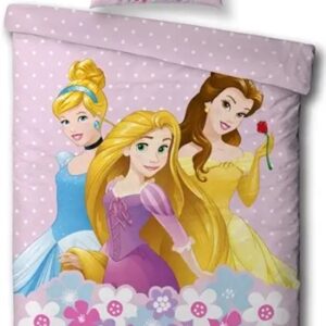 Prinsesse junior sengetøj 100x140 cm - Disney prinsesser sengesæt - 2 i 1 design - 100% bomuld