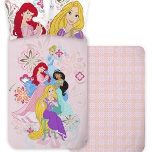 Prinsesse sengetøj 140x200 cm - Disney prinsesser - Vendbart design - 100% bomuld