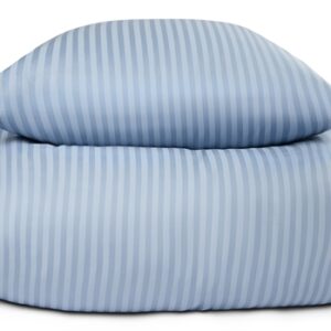 Sengetøj i 100% Bomuldssatin - 150x210 cm - Lyseblåt ensfarvet sengesæt - Borg Living sengelinned