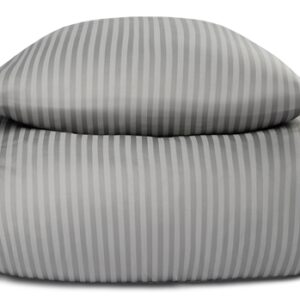 Sengetøj i 100% Bomuldssatin - King Size sengesæt 240x220 cm - Lysegråt ensfarvet sengelinned - Borg Living