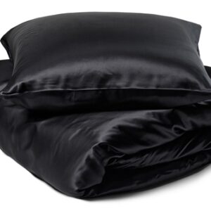 Silke sengetøj 140x220 cm - Ensfarvet sort sengetøj - Sengesæt i 100% morbærsilke - By Borg