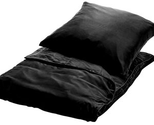 Silke sengetøj 200x200 cm - Ensfarvet sort sengetøj til dobbeltdyne - 100% Silke - Butterfly Silk