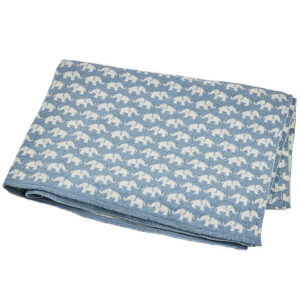 Smallstuff Babytæppe - Uld - 80x100 cm - Elephants - Blå