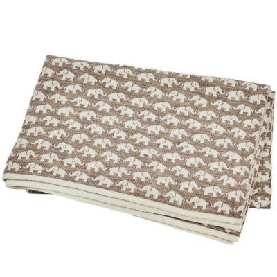 Smallstuff Babytæppe - Uld - 80x100 cm - Elephants - Natur