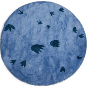 Alice & Fox Gulvtæppe 130 Rundt, Blå/Sort