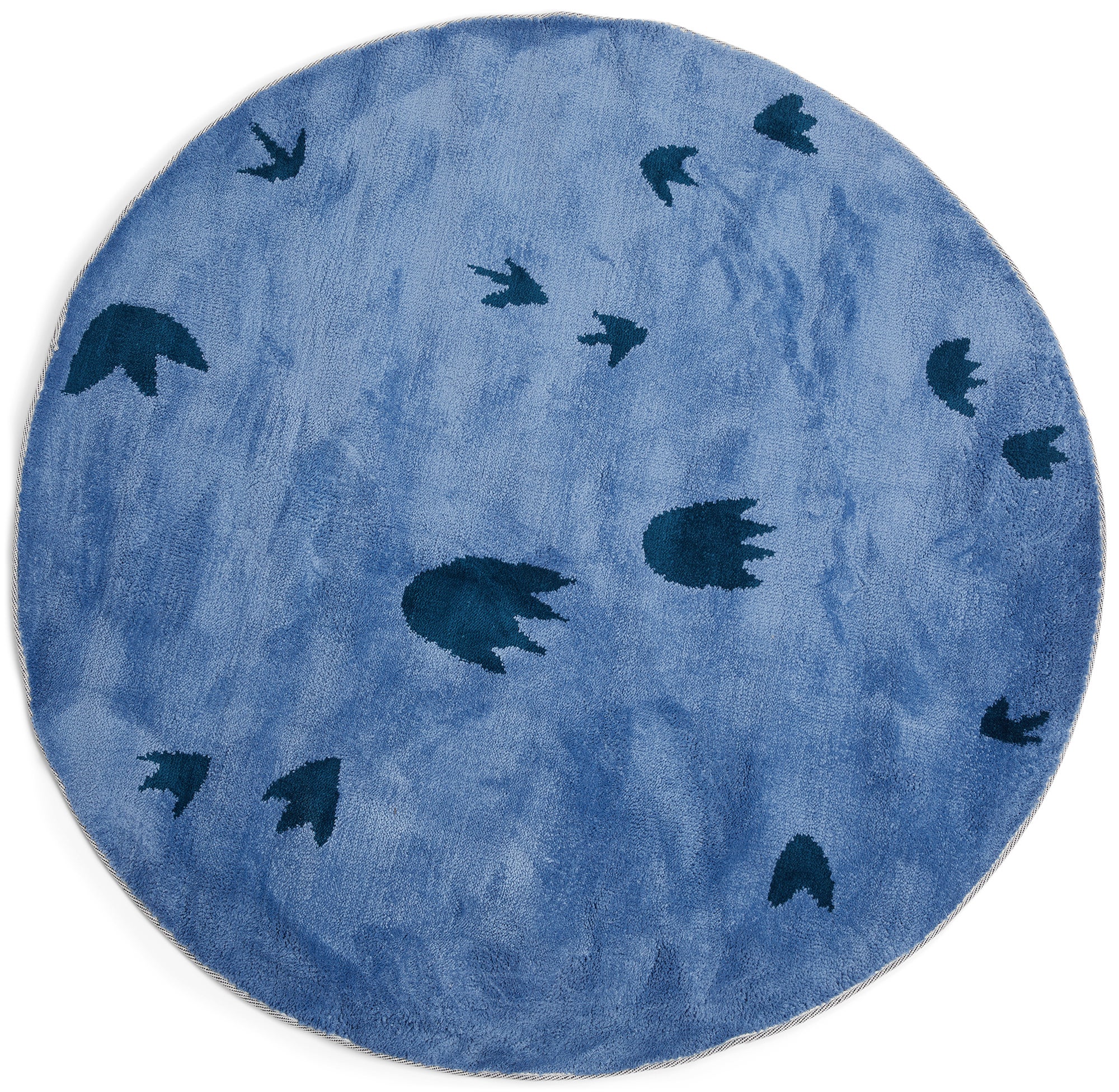 Alice & Fox Gulvtæppe 130 Rundt, Blå/Sort