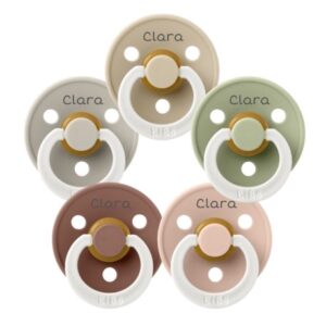 Bibs Colour Night, Str. 1 (0-6 Mdr.) , Rund - Latex, Sutter Med Navn , 5-pak