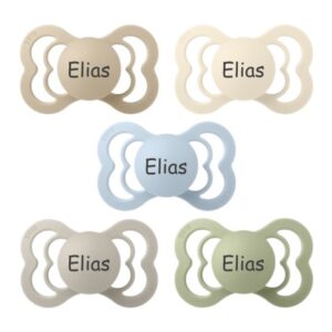Bibs Supreme, Str. 2 (6+ Mdr.), Symmetrisk - Latex, Sutter Med Navn , 5-pak