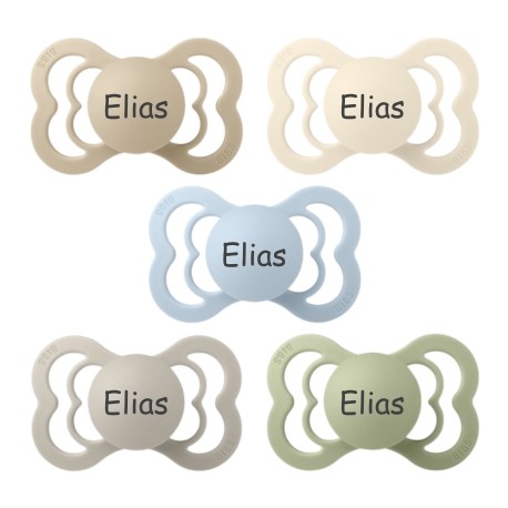 Bibs Supreme, Str. 2 (6+ Mdr.), Symmetrisk - Latex, Sutter Med Navn , 5-pak