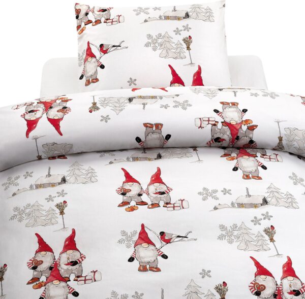Borganäs Sengesæt Frosty Christmas 150x210, Rød/Hvid